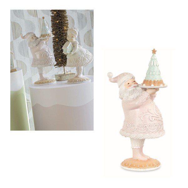 Babbo Natale in resina, colori pastello glitterati. CM 43