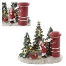 Paesaggio in resina con bimba e cassetta postale con luci LED. CM 16x12 H 14.5