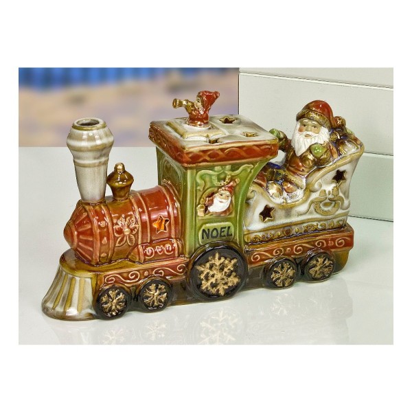 Treno con babbo natale in porcellana con luce led. CM 21x6.5 H 14.5