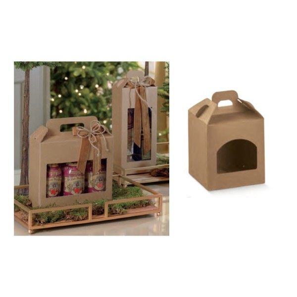 Porta vasetti cartoncino avana con una finestrella CM 9x9 H 10