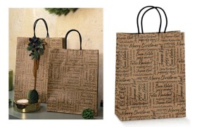 Shopper avana con scritte e manici CM 19x9 H 38