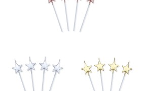 Set 4 candeline stella rosa, oro o silver. CM 13