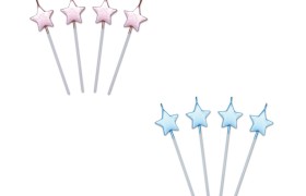 Set 4 candeline stella rosa o azzurre. CM 13