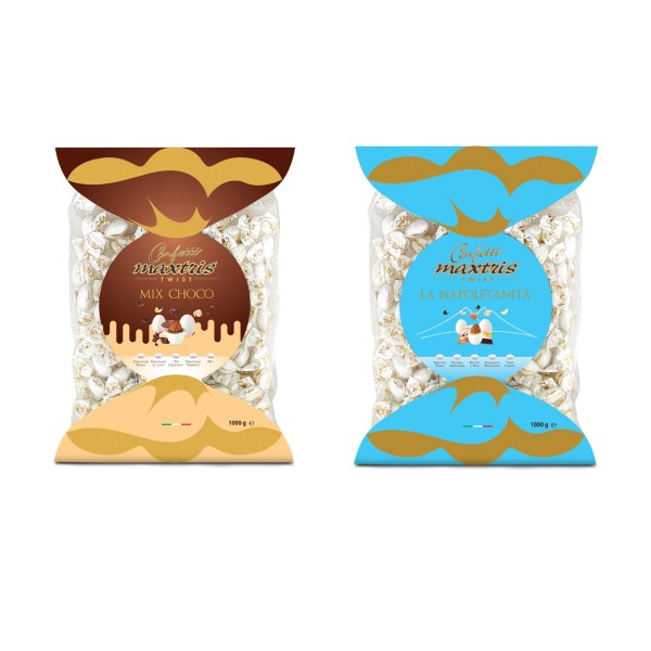 Confetti cioccomandorla mix choco o napoletanità incartati singolarmente. Busta da KG 1