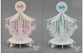 Set 24 scatoline plexi con mobiletto forma giostra baby. CM 48x39