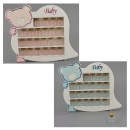 Set 24 barattoli vetro con dettagli baby e mobiletto legno forma orsetto. CM 39x48