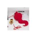 Sacchetto forma corno in velluto rosso. CM 20x9