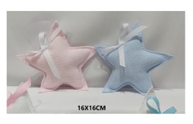 Sacchetto forma stella in tessuto trapuntato con fiocco. CM 16x16