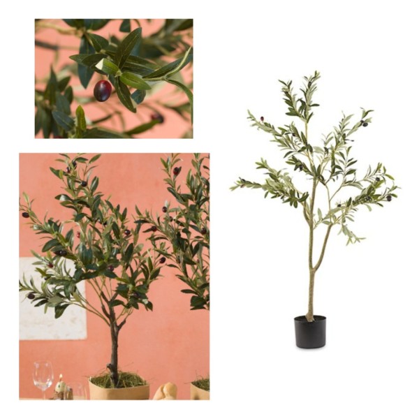 Albero olivo artificiale con vaso. CM 125