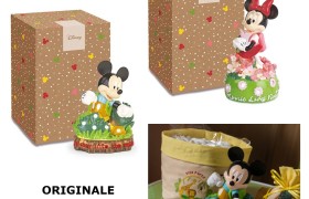 Lampada luce led con Mickey e Minnie Mouse in resina, con scatola. CM 18