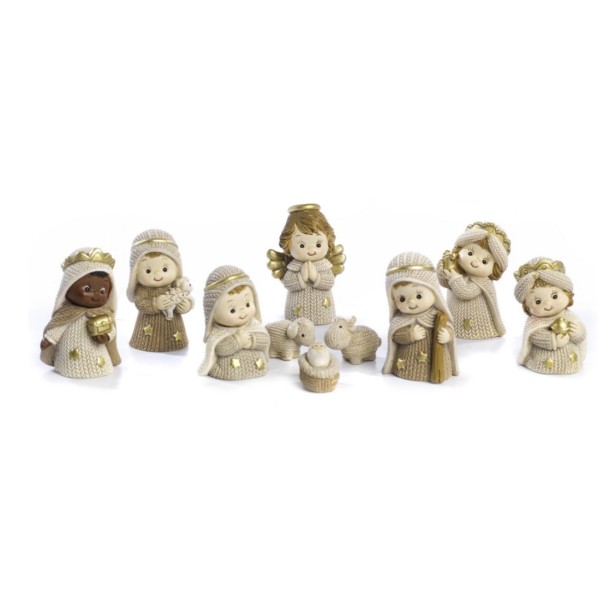 Set 10 personaggi presepe spiritoso in resina. CM 5.8