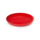 Piatto con interno floccato rosso con glitter oro. Diam. 40