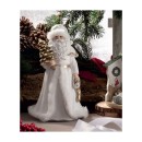 Babbo Natale bianco e oro con dettagli pelliccia sintetica. H 23