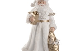 Babbo Natale bianco e oro con resina . H 31