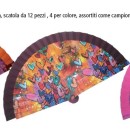 Ventagli in tessuto con manico in plastica.Assortiti come da foto. Diam.CM 43