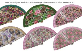 Ventagli in legno stampa digitale.Assortiti come da foto.Diam.CM 42