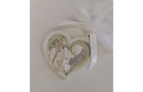 Cuore resina con immagine sacre e glitter. CM 6x5