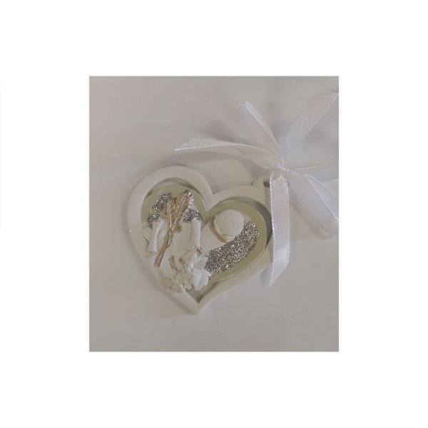Cuore resina con immagine sacre e glitter. CM 6x5