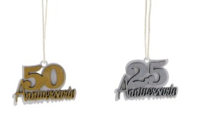 Applicazione legno 25°/50°anniversario. CM 5,5x3,5