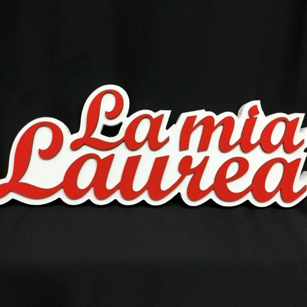 Scritta legno colorata da appoggio " La mia Laurea" CM 40x15
