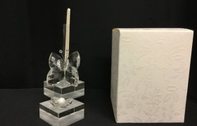 Profumatore cristallo con farfalla e scatola. H 11.5 MADE IN ITALY