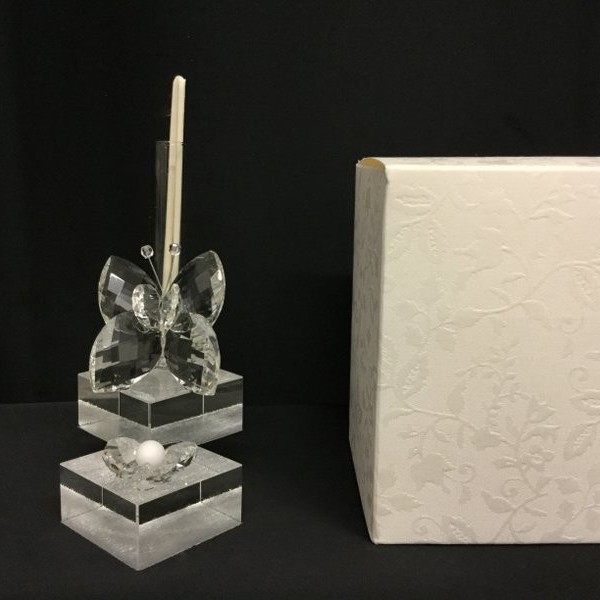 Profumatore cristallo con farfalla e scatola. H 11.5 MADE IN ITALY
