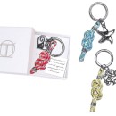 Portachiavi nodo corda con ciondolo ottone bagno argento e scatola. MADE IN ITALY