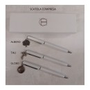 Penna a sfera con ciondolo ottone bagno argento e scatola.CM.13 MADE IN ITALY