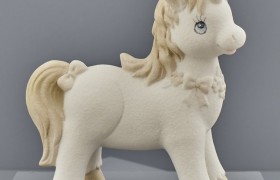 Unicorno ceramica tortora e avorio. CM 12x5.6 H 18