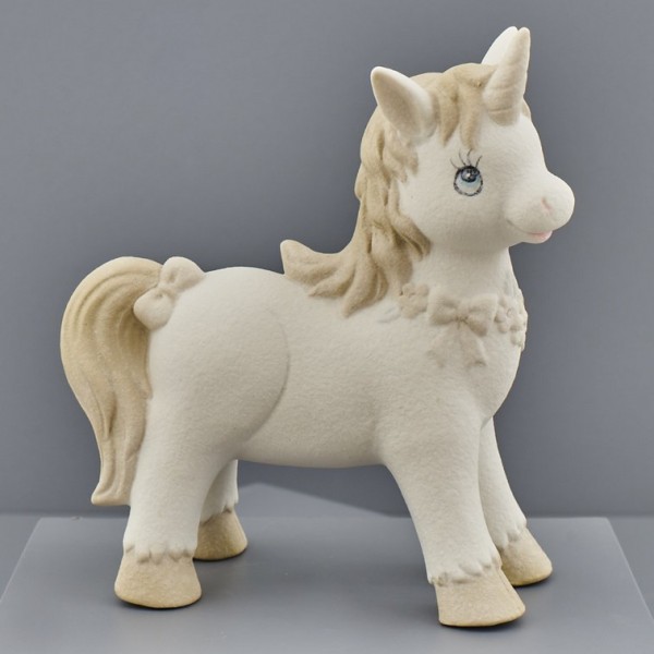 Unicorno ceramica tortora e avorio. CM 12x5.6 H 18