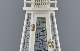 Faro bianco legno portacandela esagonale. CM 20x17 H 38