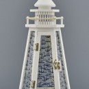 Faro bianco legno portacandela esagonale. CM 20x17 H 38