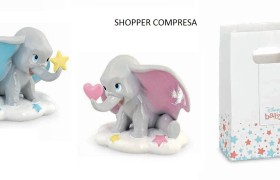 Dumbo in resina da appoggio, completo di shopper. H 7,5