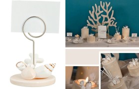 Memo clip ceramica con decoro conchiglie. H 8