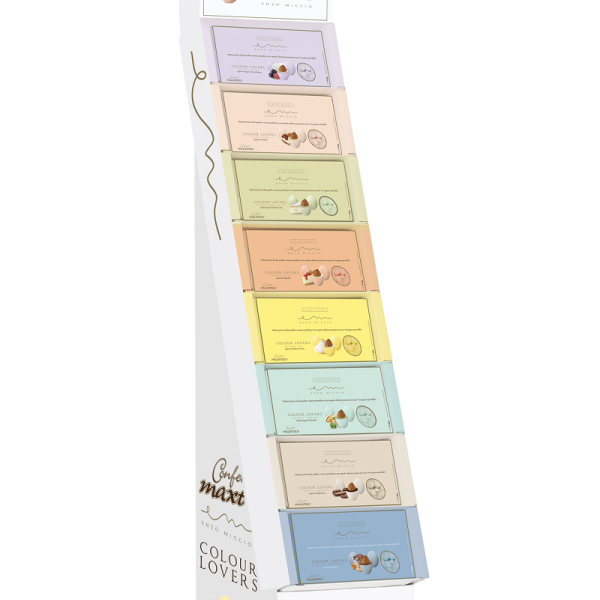 Espositore confetti completo di 8 kg di cioccomandorla EM. KG 8 di confetti totali