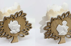 Scatola legno con sacchettino interno, comunione o cresima. CM 9.5X3.5 H 10
