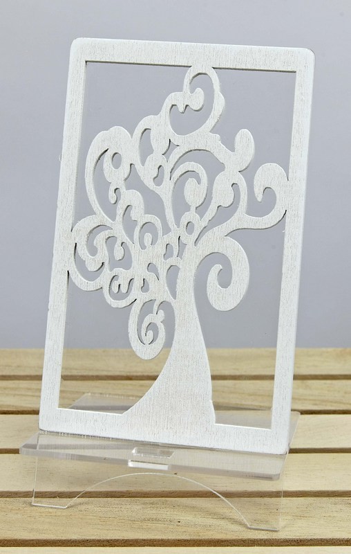 Portacellulare plexi con albero legno. CM 8x7 H 13.5
