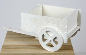 Carretto legno bianco. CM 21x11 H 9.5