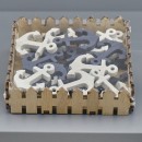 Set 24 ancora in legno da applicazione bianco/blu. CM 4