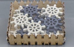 Set 20 timone in legno da applicazione bianco/blu. CM 4
