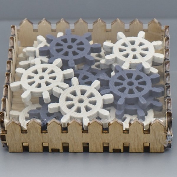Set 20 timone in legno da applicazione bianco/blu. CM 4