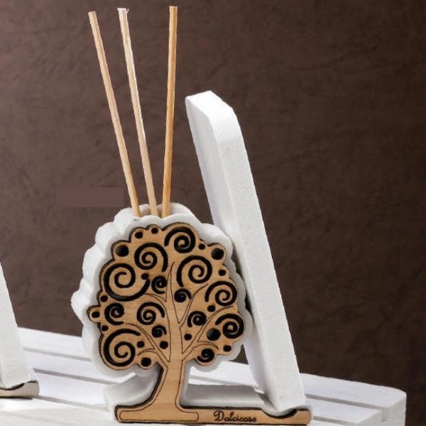 Profumatore albero legno con porta cellulare con scatola. MADE IN ITALY