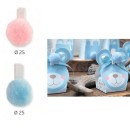 Set 12 mollette legno con pon pon rosa o azzurro. Diam 2.5