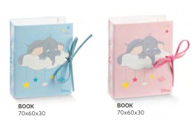 Scatolina portaconfetti forma libro con decoro Dumbo rosa o azzurro DISNEY. CM 7x6 H 3