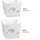 Vassoio porta confetti quadrato cartoncino con decoro Dumbo rosa o azzurro DISNEY. CM 7x7 H 7