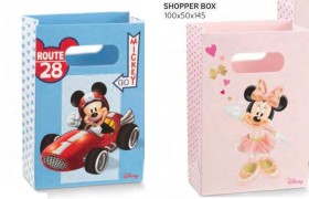 Shopper cartoncino con decoro MIckey Mouse e Minnie. CM 10x5 H 14.5