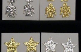 Set 8 pz applicazione glitter oro o silver, angelo o stella. CM 5