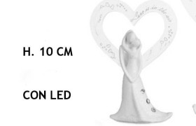 Coppia resina con cuore plexi e luce LED. H 10