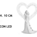 Coppia resina con cuore plexi e luce LED. H 10