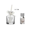 Profumatore vetro con decoro mondo e liquido profumatore. H 7